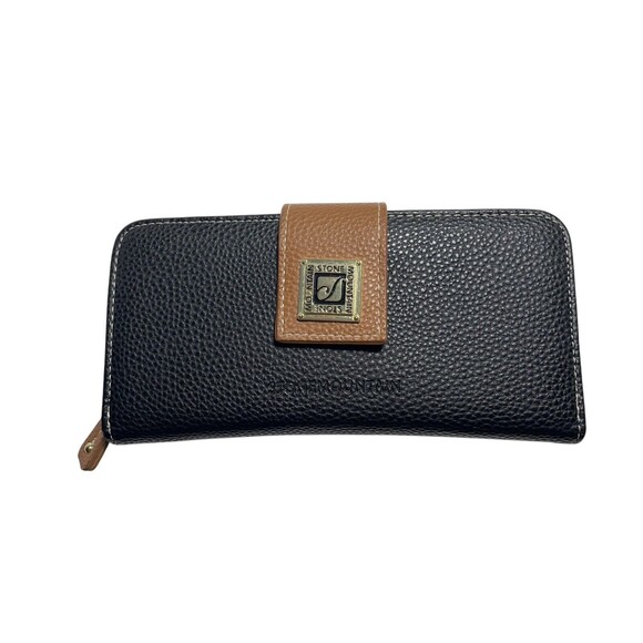 Stone Mountain Wallet Zip Around Continental Organizer Bonded Leather Pebble - Picture 1 of 4